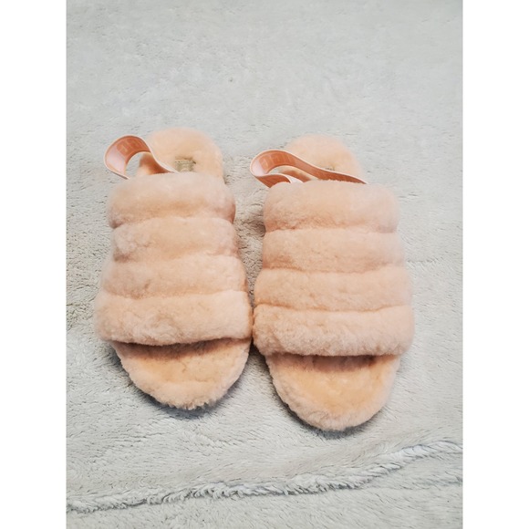 UGG Shoes - Ugg Peach Fluff Yeah Slip On Slingback Platform Slides Shoes 9 Cozy Winter